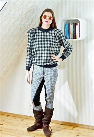GREY CHECKED VINTAGE RIDING PANTS