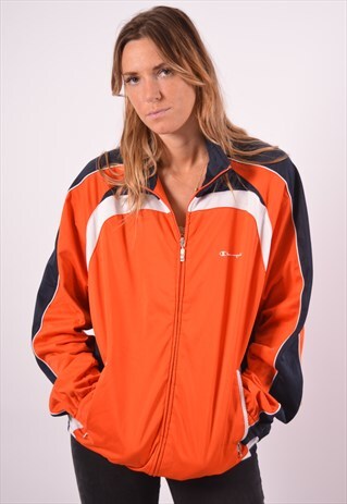 VINTAGE CHAMPION TRACKSUIT TOP JACKET ORANGE