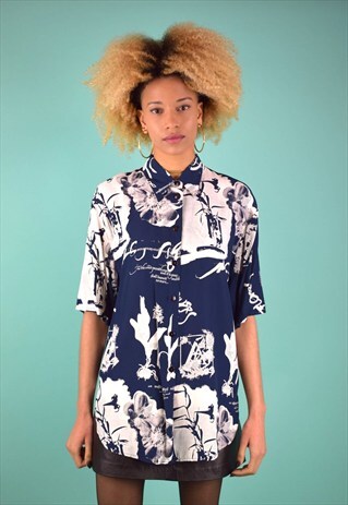 VINTAGE 80'S PRINT BLOUSE