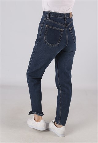HIGH WAISTED DENIM JEANS WIDE TAPERED LEG UK 8 - 10 (HWCQ)