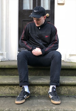 BLACK AND RED REEBOK TRACK JACKET