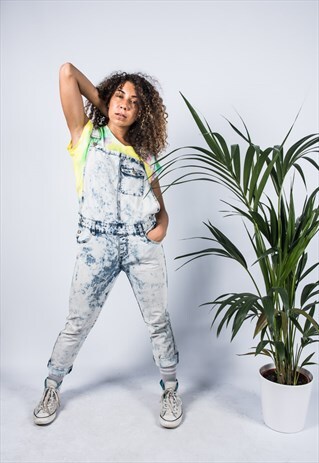 VINTAGE DUNGAREES IN BLUE STONEWASHED DENIM