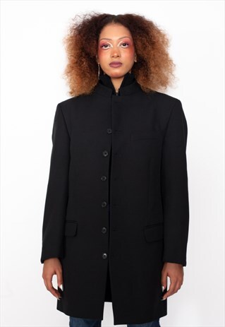 VINTAGE 80S BLACK BLAZER JACKET ID:1718
