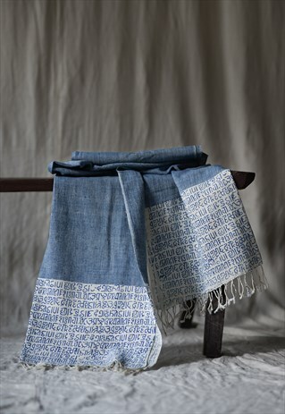 HANDMADE BLUE STOLE SCARF BLOCK PRINTED- HOB GOSPEL BLUE MEN