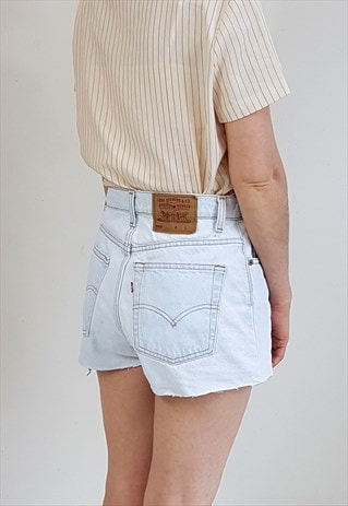 VINTAGE 90'S BLEACH WASH CUT OFF DENIM SHORTS