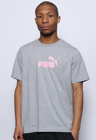 VINTAGE PUMA LOGO T-SHIRT GREY PINK