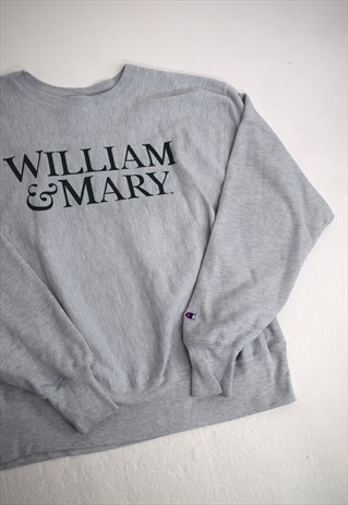 VINTAGE 90S CHAMPION GREY MARLE 'WILLIAM & MARY' SWEATASHIRT