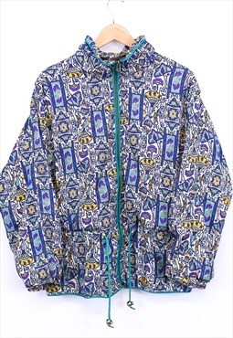 Vintage Aztec Shell Jacket Multicolour Patterned Zip Up 90s
