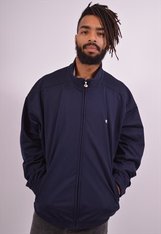 CHAMPION MENS VINTAGE TRACKSUIT TOP JACKET XXL NAVY BLUE 90S