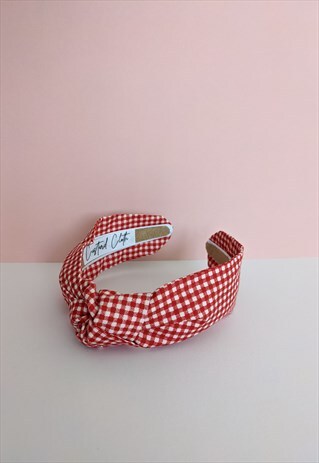 RED GINGHAM TWISTKNOT HEADBAND