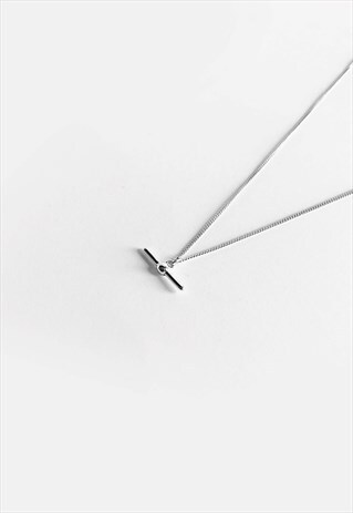 18" SLIM T BAR PENDANT NECKLACE CHAIN - SILVER