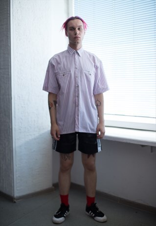 VINTAGE 90'S PURPLE/WHITE STRIPED SHIRT