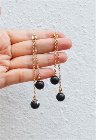 DETACHABLE MARBLE STONE DANGLING STUD EARRING