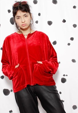 90s grunge y2k vintage red velvet elegant jogger cardi coat