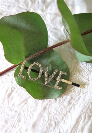 LOVE SILVER DIAMANTE HAIR CLIP