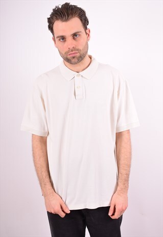 FILA MENS VINTAGE POLO SHIRT LARGE WHITE 90'S