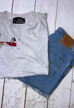 vintage disney embroidered mickey goofy tshirt 90s