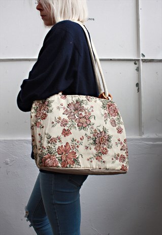 VINTAGE 90' AMAZING BEAUTIFUL FLOWER SHOULDER BAG