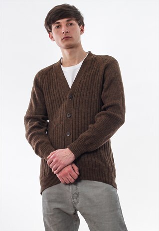 VINTAGE C.P. COMPANY CARDIGAN SWEATER 80S 90S BROWN
