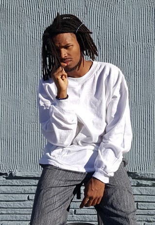 80S 90S CLASSIC SPORTSWEAR WHITE DROP SHOULDER SWEATSHIRT