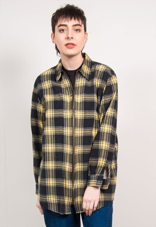 VINTAGE 90'S ZIP FLANNEL SHIRT
