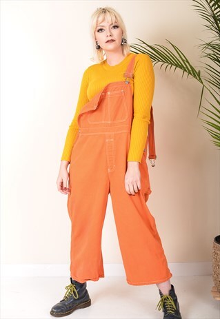 VINTAGE DENIM DUNGAREES IN CONVICT ORANGE 90S