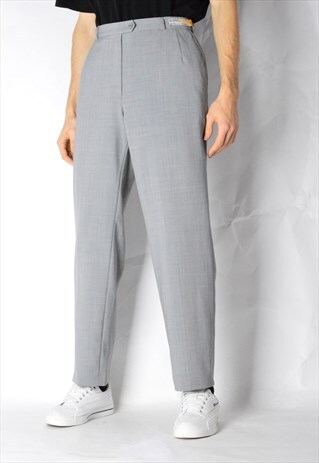 VINTAGE 90S UNISEX GREY WOOL BLEND LIGHTWEIGHT PANTS