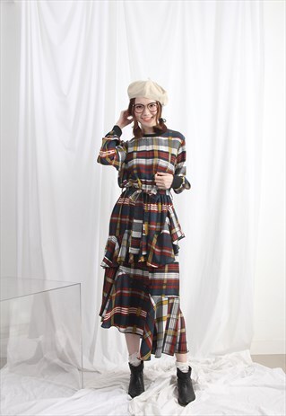 (KOREAN) RUFFLE TARTAN DRESS