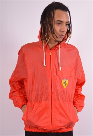 FERRARI MENS VINTAGE RAIN JACKET LARG E RED 90S