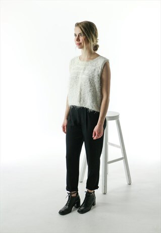 FANCY FUZZY CROPPED TOP / OVERSIZED HAIRY KNIT