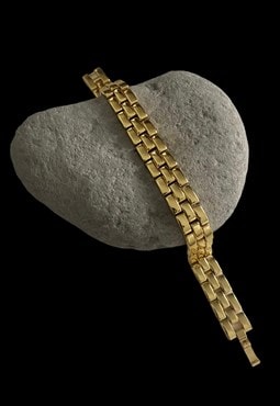 Vintage Ladies Gold Metal 80's Link Chain Bracelet