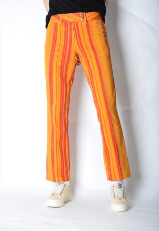 VINTAGE 90S ORANGE RED STRIPED PANTS