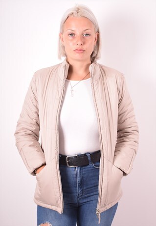 FILA WOMENS VINTAGE PADDED JACKET SMALL GREY 90S