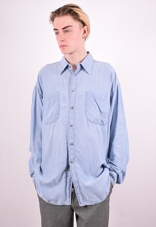 VERSACE MENS VINTAGE SHIRT XXL BLUE 90S
