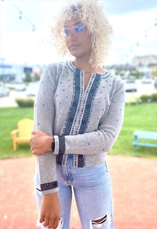 90S VINTAGE BEADED RIBBON CARDIGAN