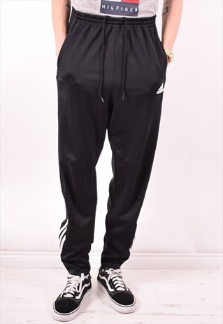 ADIDAS MENS VINTAGE TRACKSUIT TROUSERS MEDIUM BLACK 90S