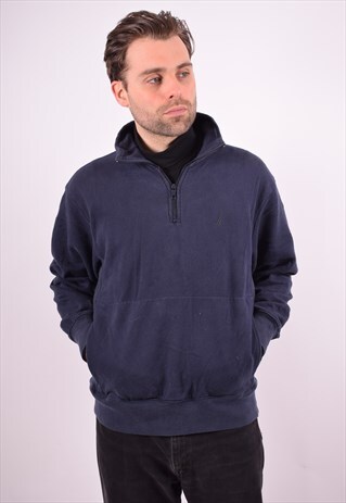 NAUTICA MENS VINTAGE SWEATSHIRT JUMPER LARGE BLUE 90'S