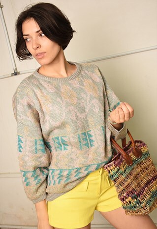 80'S BENETTON FAIR ISLE PATTERN FESTIVAL GARM KNIT JUMPER