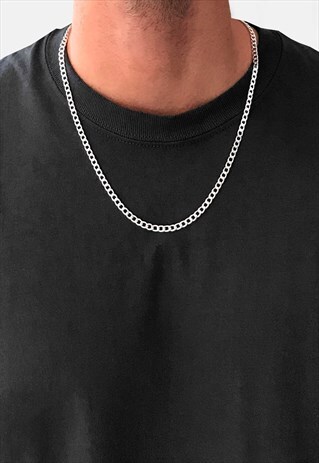 18" 4MM MID CURB NECKLACE CHAIN - SILVER