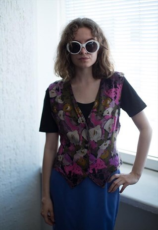 VINTAGE 80'S MULTI COLOUR PATTERNED VEST