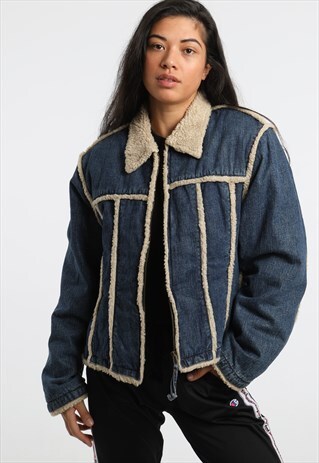 90S WRANGLER DENIM SHEARLING JACKET