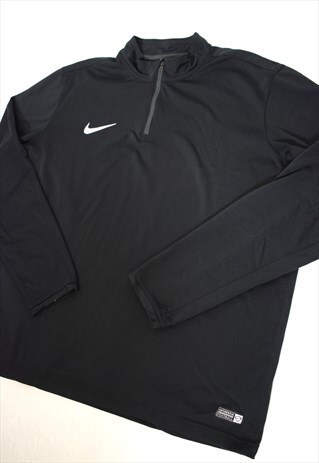 VINTAGE 90S NIKE BLACK 3/4 ZIP ATHLETIC SWEATSHIRT