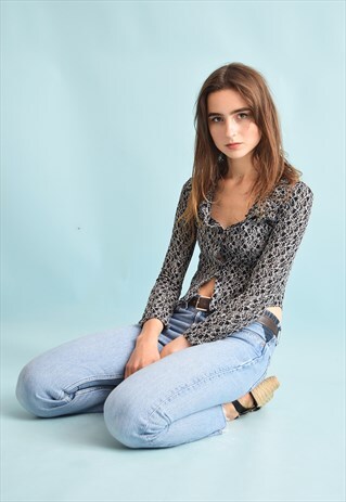 90'S RETRO JAZZY LACE FESTIVAL TOP BLOUSE