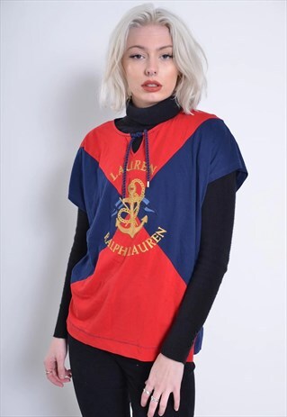 VINTAGE RALPH LAUREN EMBROIDERED LOGO T-SHIRT TOP
