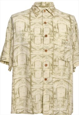 Green & Cream Short Sleeve Puritan Hawaiian Shirt - L