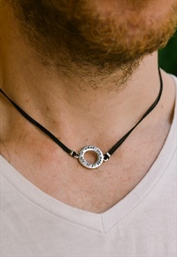  Silver life is what you make of it circle necklace for men