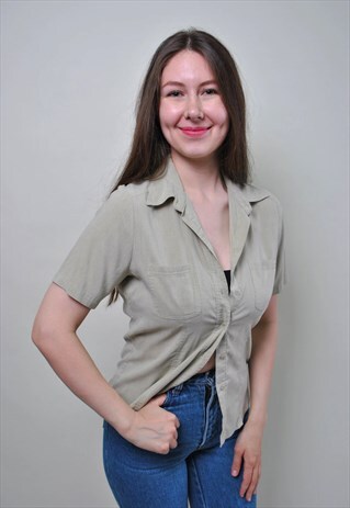 VINTAGE CASUAL BLOUSE, MINIMALIST BUTTON UP SHIRT