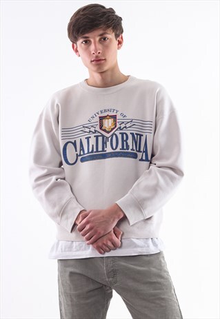 VINTAGE JANSPORT UNIVERSITY CALIFORNIA CREW NECK 90S WHITE