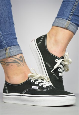 VINTAGE 90S VANS BLACK SKATE SHOES TRAINERS SNEAKERS PREPPY
