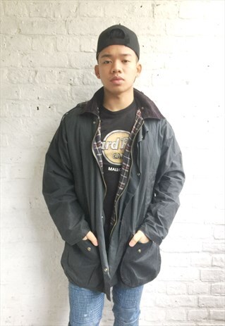 HUNTER/WAX CORDUROY COLLAR OVERCOAT/PARKA (1990'S/BLACK)